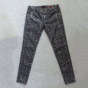 Cult of Individuality Y2K zen slim curvy, grey skinny jeans w metallic foil sz28